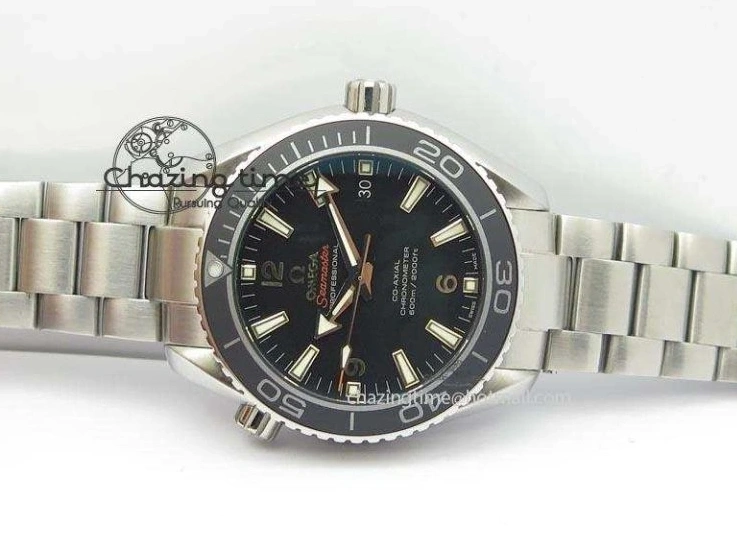 0308 Planet Ocean SS Bp Maker 45mm Black Bezel On SS Bracelet A OnTrend 8218